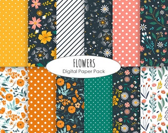 Floral digital paper pack digital scrapbooking instant download background