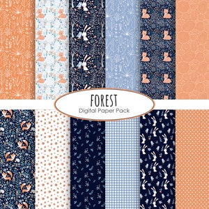 Animaux forestiers numériques Paper Pack téléchargement instantané scrapbooking numérique animaux arrière-plan