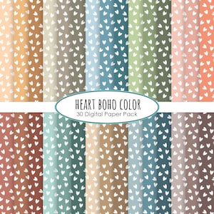 Polka Dots Hearts Boho colors digital paper dotted printable digital scrapbooking instant download