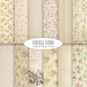Vintage Bloemen digitale Paper Pack instant download digitale scrapbooking bloemenachtergrond