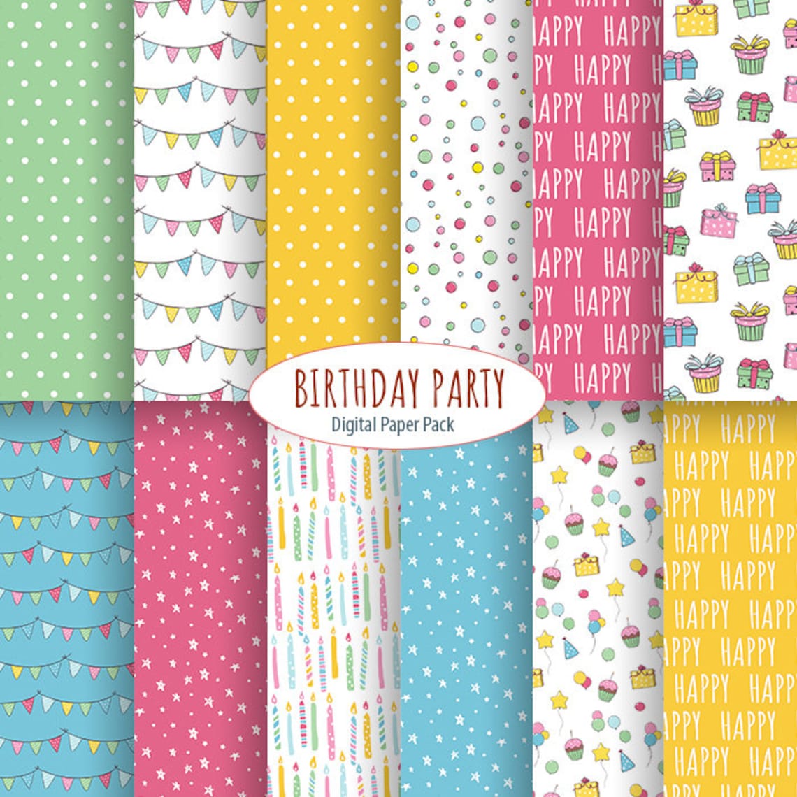 Happy Birthday Digital Paper Birthday Patterns Birthday Party - Etsy