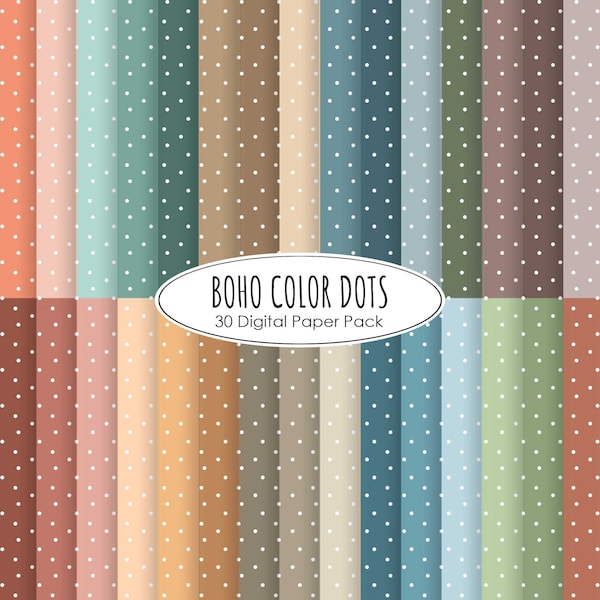Polka Dots Boho colors digital paper dotted printable scrapbook papers instant download