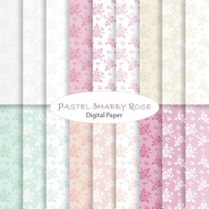 Pastel paper pack Rose Damask digital pattern instant download printable digital scrapbooking