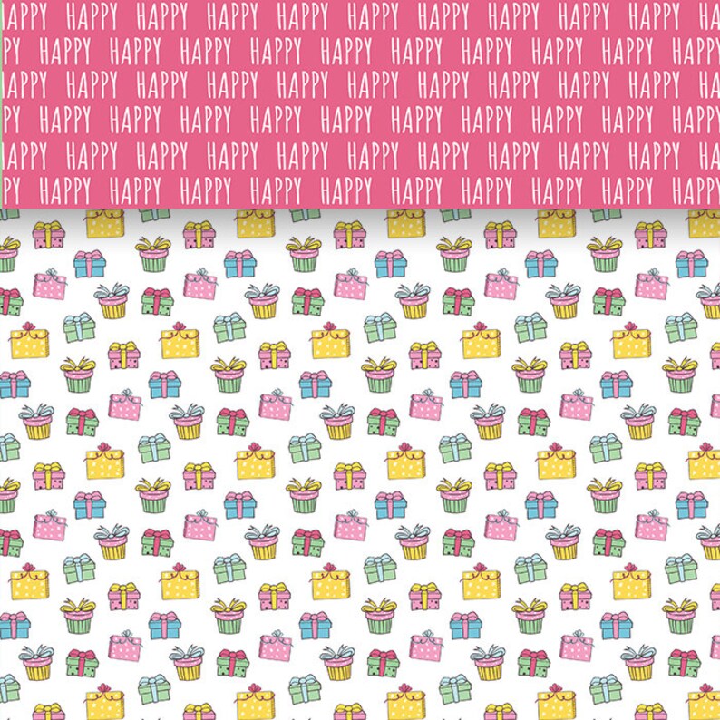 Peut inclure: Un fond blanc avec un motif r&eacute;p&eacute;titif de bo&icirc;tes cadeaux color&eacute;es avec des n&oelig;uds. Les bo&icirc;tes sont de diff&eacute;rentes couleurs, notamment jaune, vert, bleu et rose.