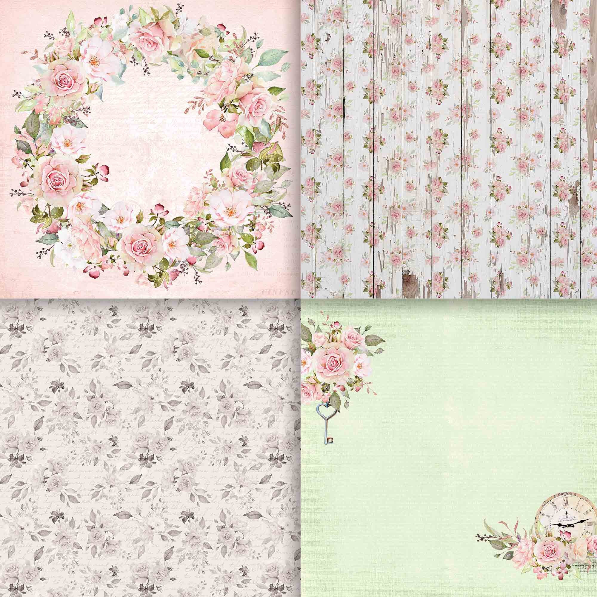 Shabby Chic Digital Paper Pack Instant Downolad Digital Scrapbooking - Etsy