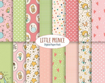Kleine prins digitaal papier le petit prince patroon instant download achtergrond digitale scrapbooking