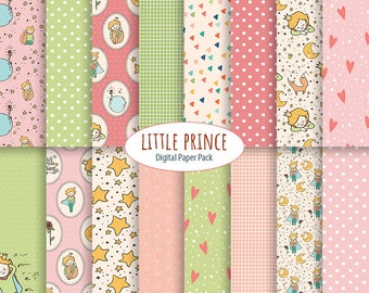 Little Prince digital paper le petit prince pattern instant download background digital scrapbooking