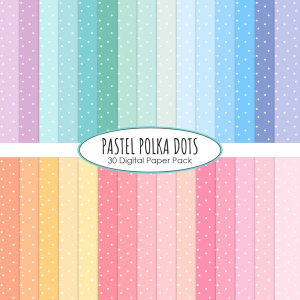 Polka Dots pastelowe kolory papier cyfrowy z kropkami do druku cyfrowy notatnik natychmiastowe pobieranie