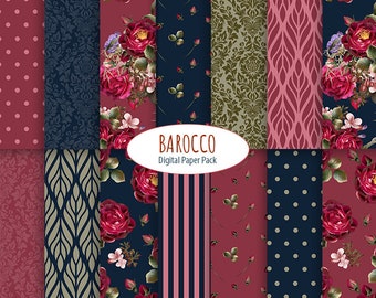 Barok Digitaal Papier Bloemen Vintage achtergrond Shabby Chic texturen retro Scrapbookingpapier Pack