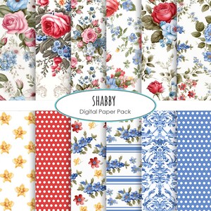 Download immediato del modello senza cuciture floreale del pacchetto di carta shabby pulcino