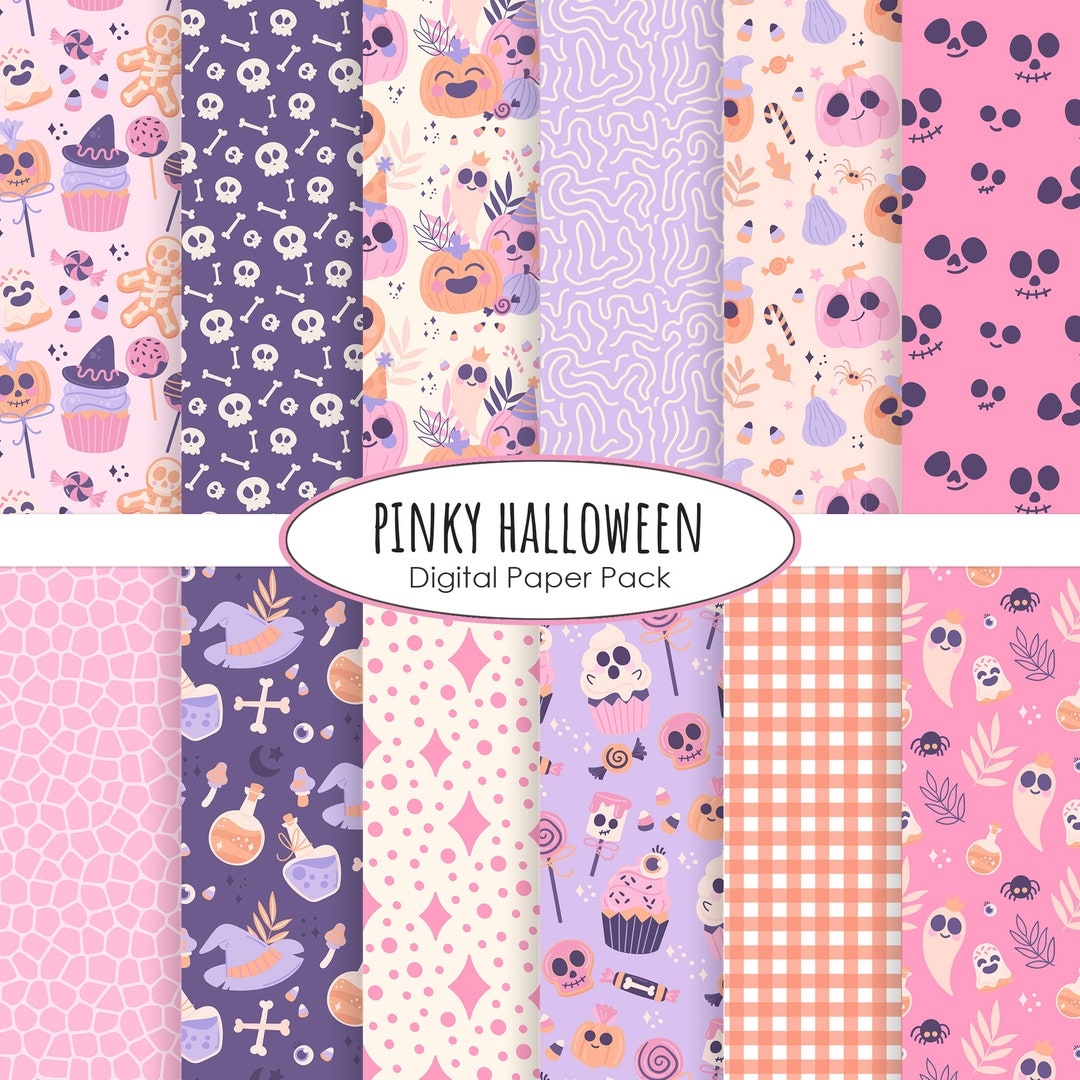 Halloween Digital Paper Pink Digital Scrapbooking Instant Download - Etsy