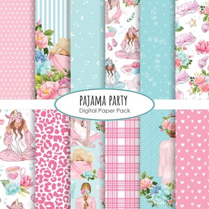 Pyjama-Party Digitales Papier Pack Sofortiger Download Digitales Papier Papier
