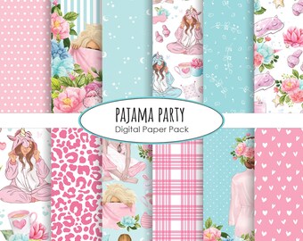 Pajamafeest Digitaal papierpakket Directe download Digitale scrapbooking