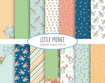 Little Prince Digital Paper Pack le petit prince patroon instant download achtergrond digitale scrapbooking