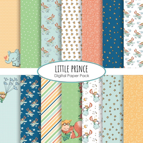 Little Prince Digital Paper Pack le petit prince pattern instant download background digital scrapbooking