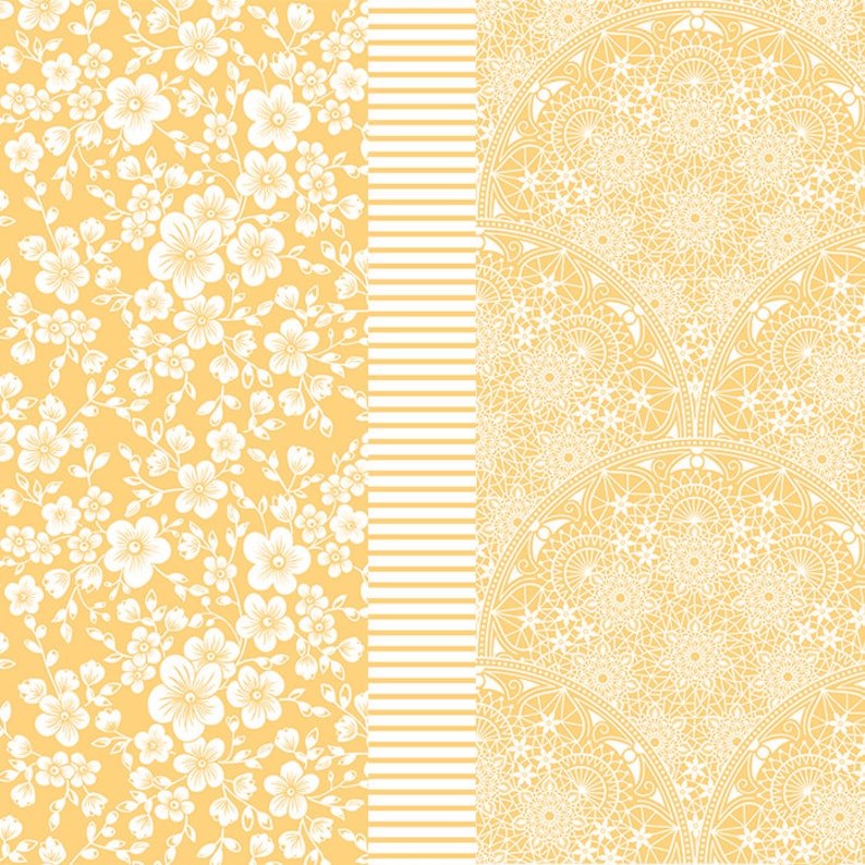 Yellow Floral Digital Paper Classic Floral Pattern Instant Download ...
