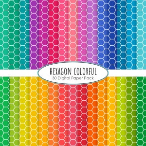 Hexagon colorful digital paper printable colorful scrapbook papers instant download