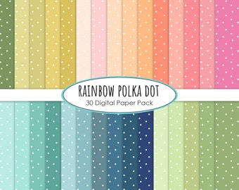 Polka Dot rainbow colors digital paper dotted printable scrapbook papers instant download