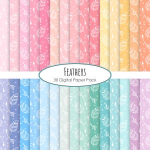 Feather Digital Paper Printable Feathers Instant Download Textures ...