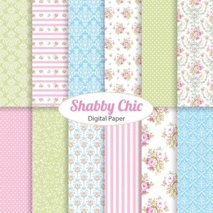 Shabby Chic Digital Paper Floral background Scrapbooking Floral Background Damask Patterns Shabby Textures