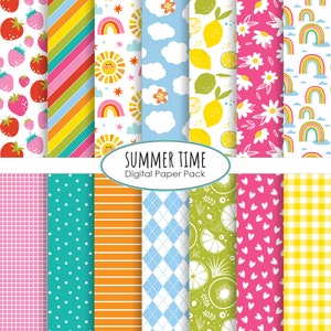 Colorful digital paper pack Summer pattern digital scrapbooking instant downloads