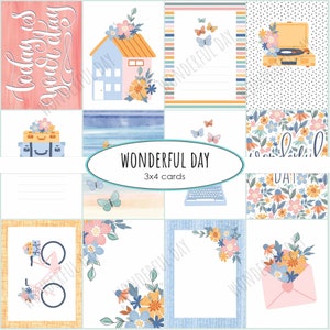 Wonderful day cards pack - backgrounds instant download digital scrapbooking