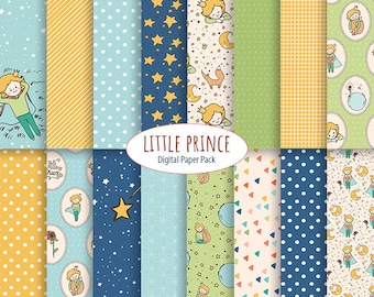 Kleine prins digitaal papier le petit prince patroon instant download achtergrond
