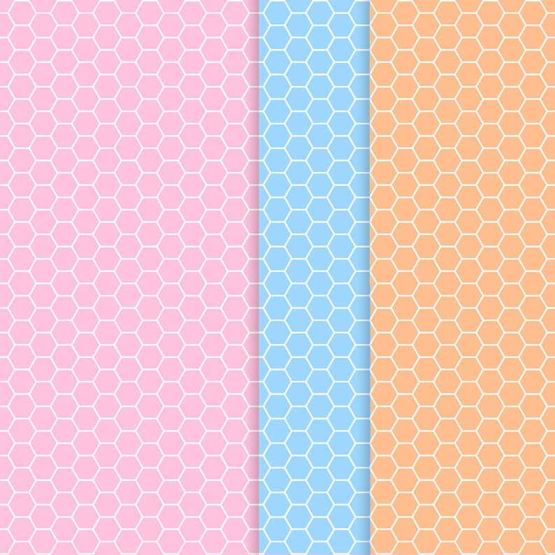 Hexagon Pastel Colors Digital Paper Printable Scrapbook Papers Etsy