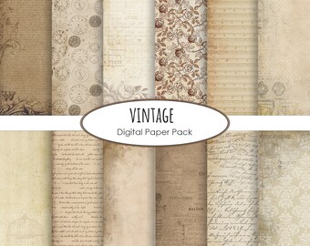 Vintage paper pack Old textures Vintage background Vintage printable Antique textures Instant download Digital scrapbooking