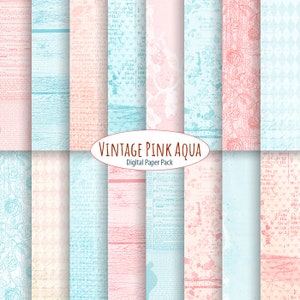 Vintage Digital Paper Pack Pastel Printable Patterns Old Textured paper Background
