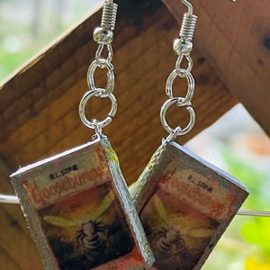 Goosebumps mini book earrings