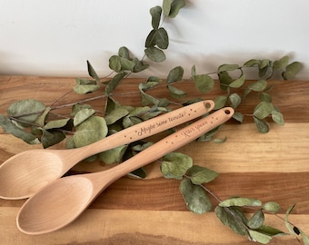 Cuchara de madera personalizada cocina regalo corazones socio Navidad cumpleaños agitando regalo madera FSC