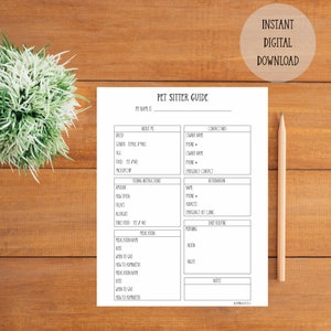 Printable Pet Sitter Guide