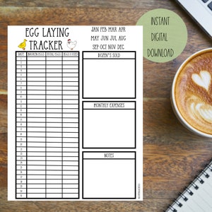 Egg Laying Tracker Printable Digital Download