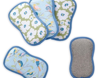 Floral Finch & Friends Kitchen Scrubby, Set of 4