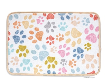 Paw Prints Pet Food Bowl Mat Gift for Cat and Dog Lover