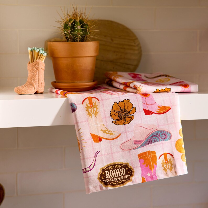 Werkshoppe Cowgirl Hats and Boots Tea Towel - Thumbnail 3