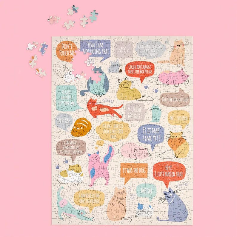 If Cats Could Talk 500 Piece Puzzle, cat lovers puzzle, 100% recycled & non-toxic, puzzle gifts, werkshoppe puzzles