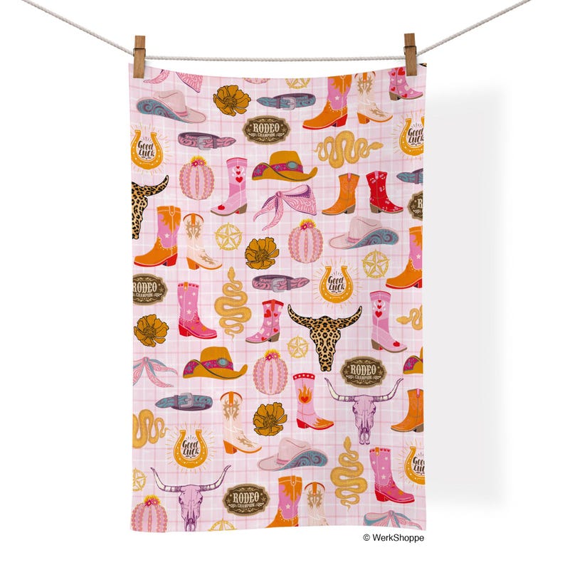 Werkshoppe Cowgirl Hats and Boots Tea Towel - Thumbnail 2