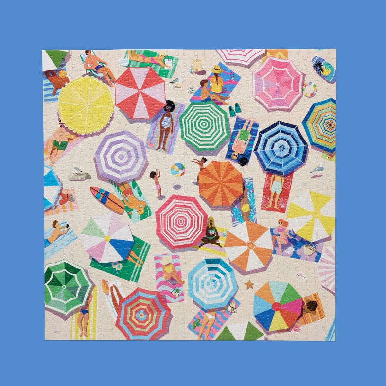 Beach Day 1000 Piece Summer Puzzle Lover Gift Family Activity afbeelding 2