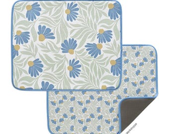 Blue Coneflower Microfiber Dish Drying Mats Kitchen Decor Housewarming Gift