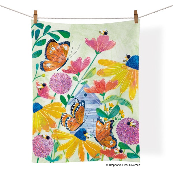 Butterflies & Bees | Cotton Tea Towel | Kitchen Decor