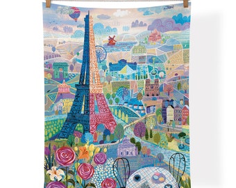 Paris & Eiffel Tower | Cotton Tea Towel | Kitchen Decor