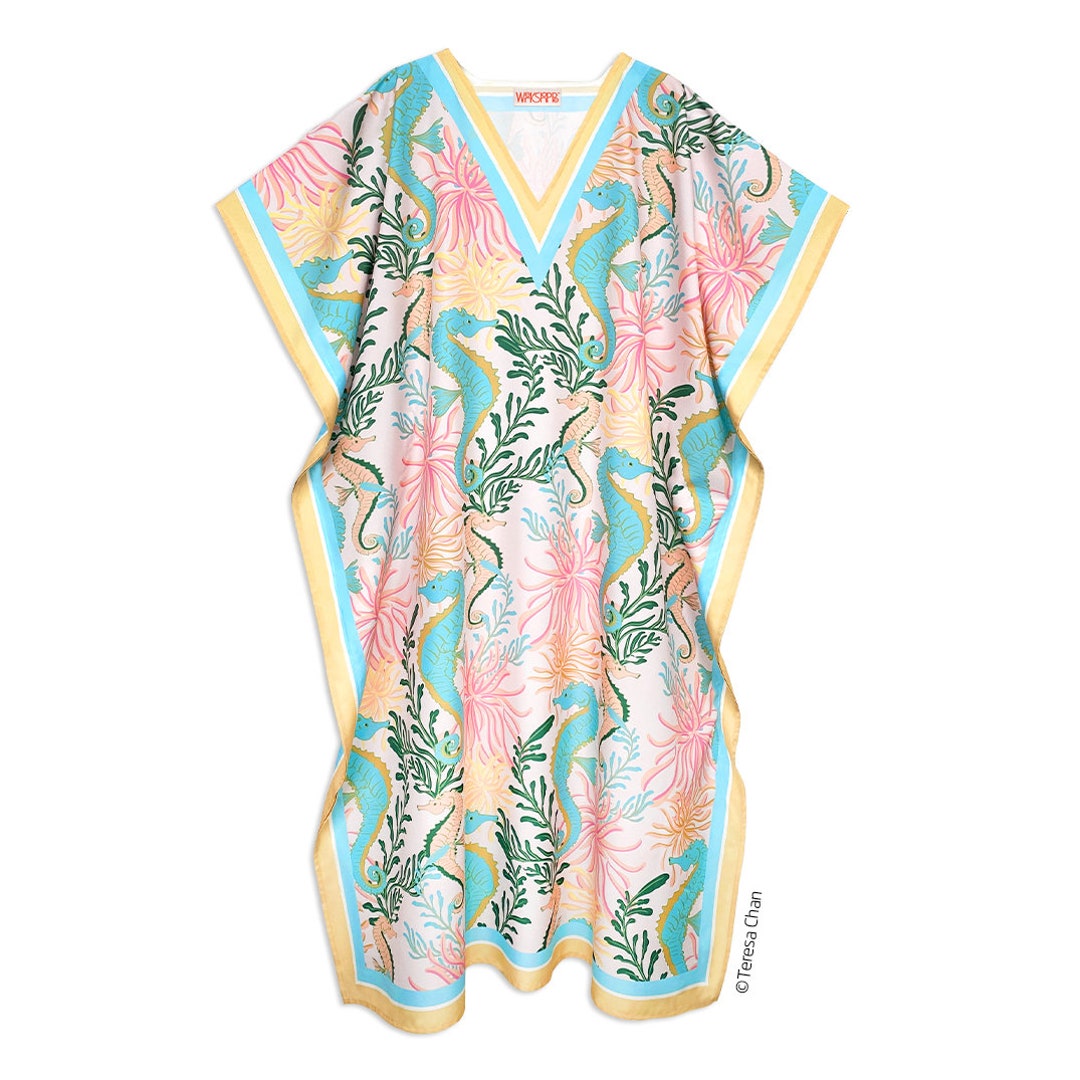 WerkShoppe Paisley Pop Caftan – Women’s Beach Coverup & Lounge Wear, Eco-Friendly Recycled Material, One Size Fits All - View #10