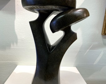 Shona Serpentine Stone Mushroom Sculpture African Art Handmade Carving Garden Decorative