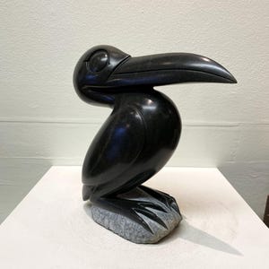 ZIMBABWEAN BIRD by Rackinos CHINGWARO. Shona Sculpture Stone African Art Handmade Carved Home Garden Ornament Original Unique Gift Present