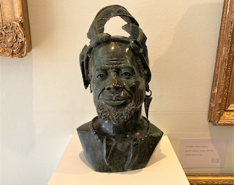 AFRICAN CHIEF by Tafadzwa TANDI. Shona Sculpture Stone African Art Handmade Carved Unique Bust Head Face Home Garden Gift Contemporary