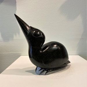 WAITING for MAMA by Rackinos CHINGWARO. Shona Sculpture Stone African Art Handmade Carved Bird Home Garden Ornament Statue Unique Gift