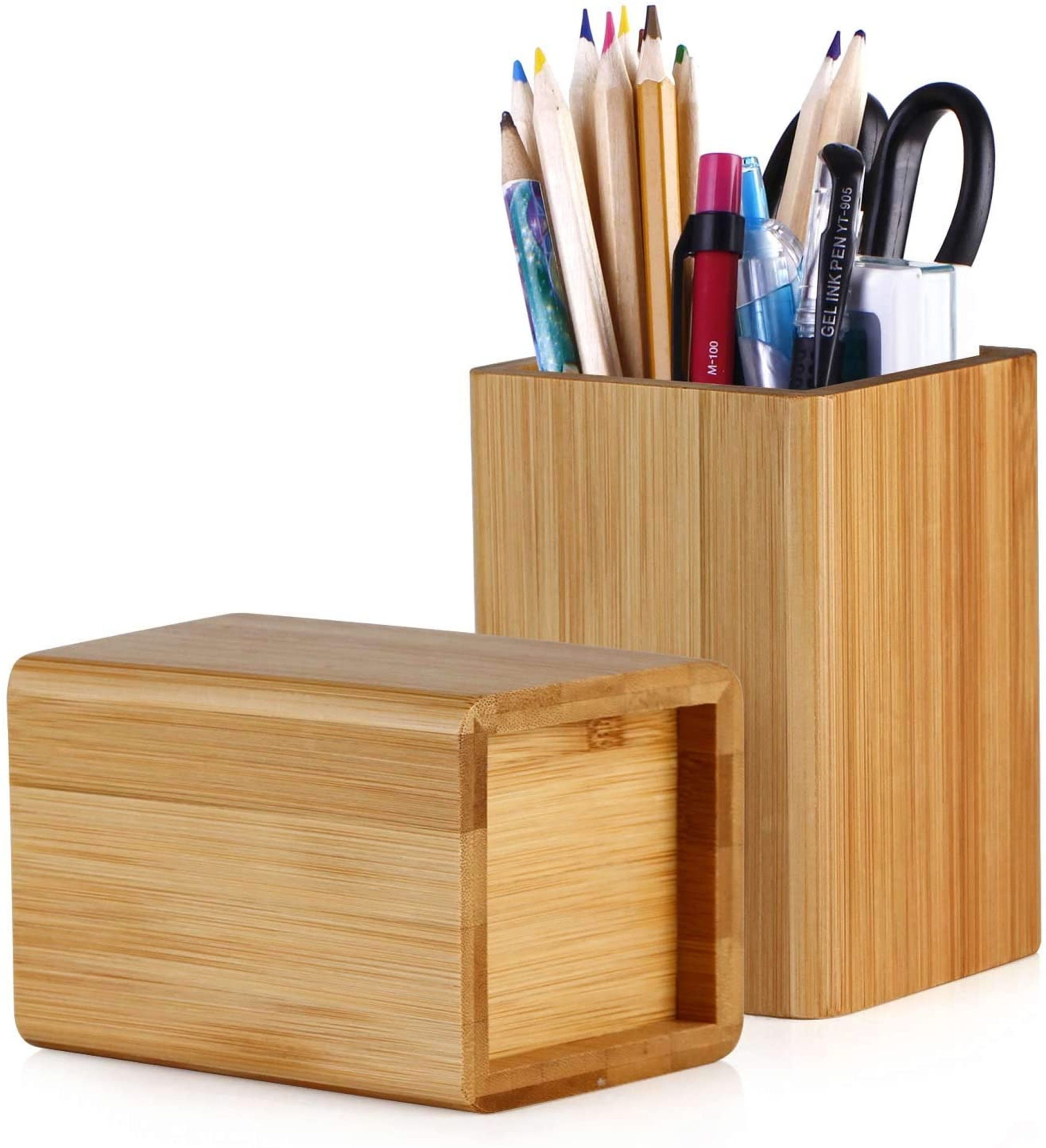Pen Holder Bamboo Desk Pen Pencil Holder Stand Multi Purpose Etsy