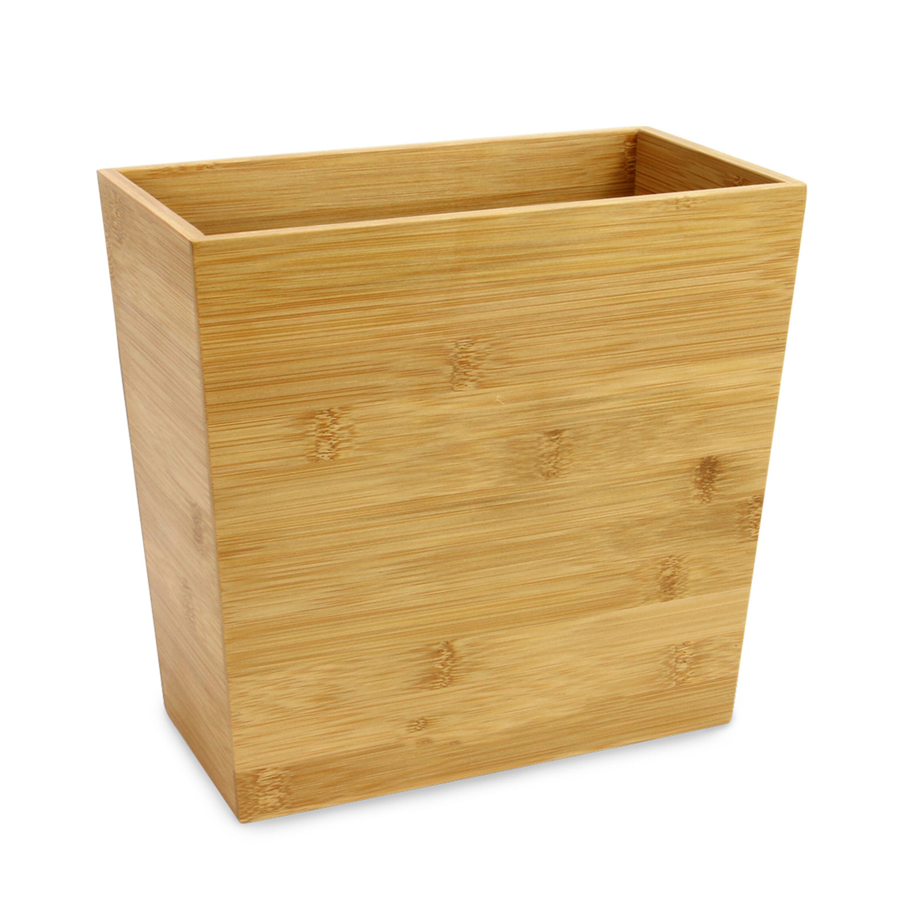 Rectangular Narrow Bamboo Trash Can Wastebasket Small Garbage Etsy